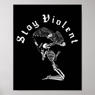 Poster Esqueleto Ficar Violento Vintage 90s Halloween Ass