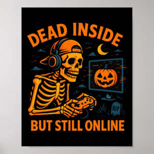 Poster Esqueleto Gamer Morto Por Dentro Ainda Online Hall