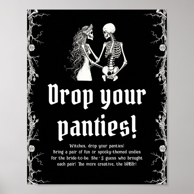 Poster Esqueleto Gótico do Halloween Largue seu Jogo das  (Frente)