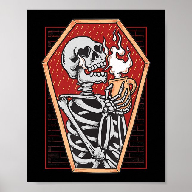 Poster Esqueleto Gótico no Gótico de Coffin Mall Aest Hal (Frente)