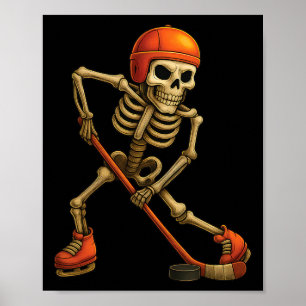 Poster Esqueleto Jogando Jogador de Hóquei no Gelo Fantas