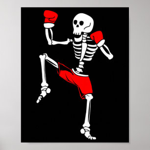 Poster Esqueleto Lutador de Kickboxing Muay Thai