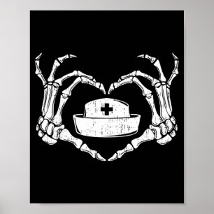 Poster Esqueleto Mão Coração Preguiçoso Fantasia de Hallo