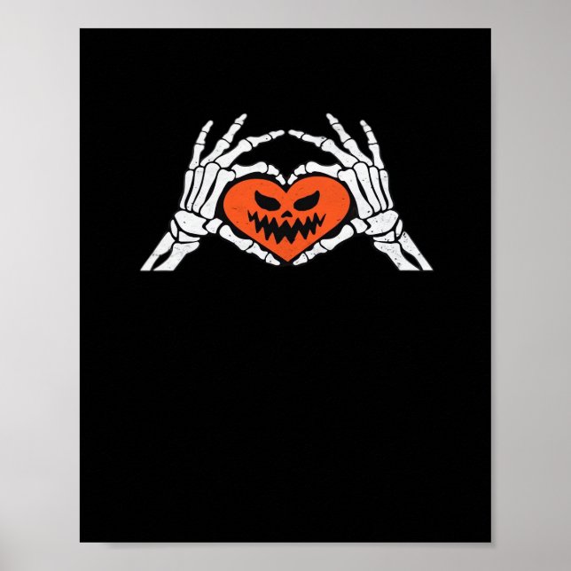 Poster Esqueleto Mão Um Clássico De Coração De Halloween  (Frente)