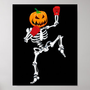 Poster Esqueleto Muay Thai Halloween Abóbora Kickboxing M