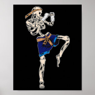 Poster Esqueleto Muay Thai Halloween Kickboxing Mma Lutad