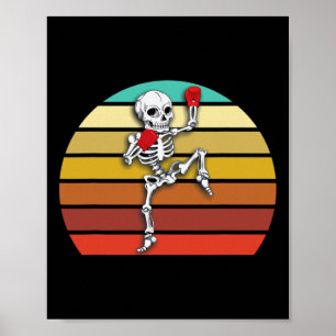 Poster Esqueleto Muay Thai Kickboxing Mma de Halloween