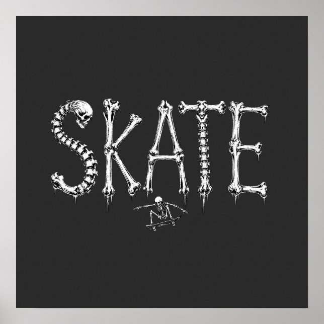 Poster Esqueleto SKATE Design Horror (Frente)