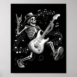 Poster Esqueleto Tocando Música de Guitarra Para Homens M