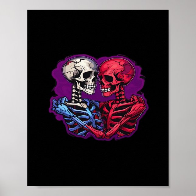 Poster Esqueleto Tradicional Americano Segurando Tatuagem (Frente)
