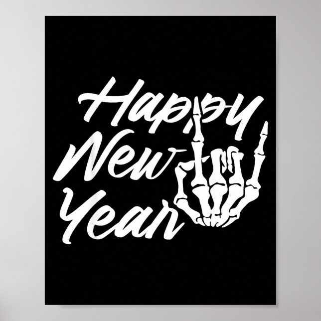 Poster Esqueleto Vintage Feliz Ano Novo  (Frente)