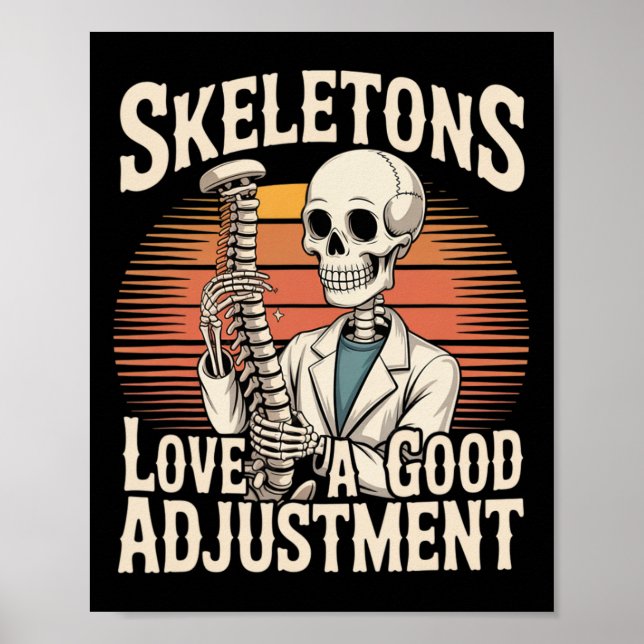 Poster Esqueletos Amam Um Bom Ajuste de Halloween Osteopa (Frente)
