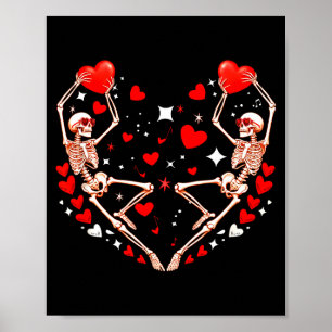 Poster Esqueletos de Casal Sungles Dançando Corações Lind