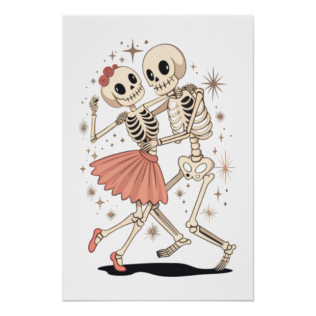 Póster Esqueletos de dança do Halloween, Esqueleto Retro (Frente)