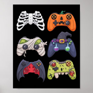 Poster Esqueletos de Halloween Controles de Jogos de Zumb
