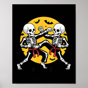Poster Esqueletos de Halloween Karate Artes Marciais