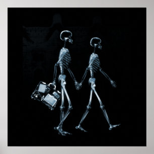 Póster Esqueletos de viagem da visão do raio X do casal