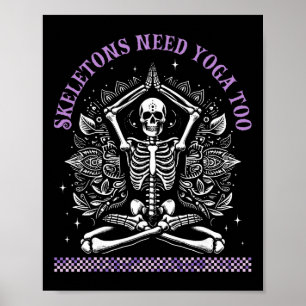 Poster Esqueletos de Yoga Namaste Meditação Divertida Hal