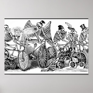 Póster Esqueletos em bicicletas, México