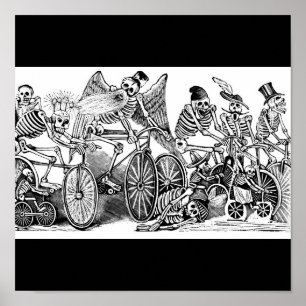 Poster Esqueletos em Bikes, México