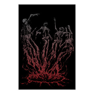 Póster Esqueletos Erguendo-se das Chamas