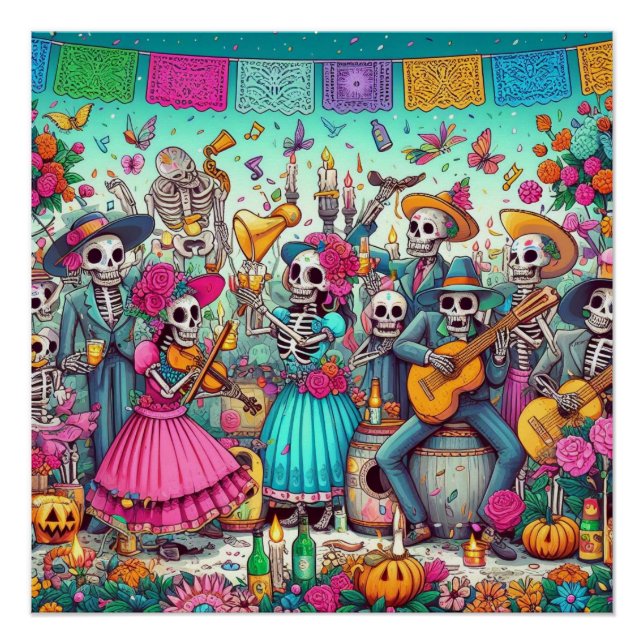 Póster Esqueletos pintados (Frente)