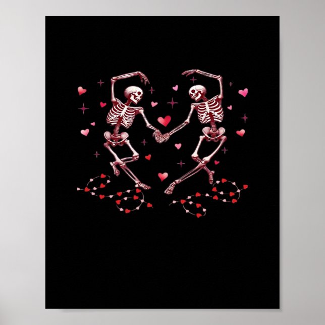 Poster Esqueletos Segurando Mãos Desenho de Dia de os nam (Frente)