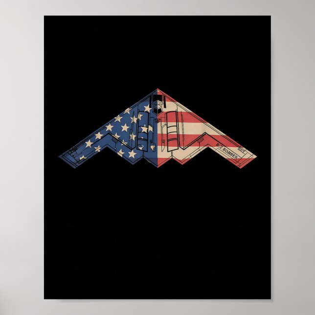 Poster Esquema da Aeronave Stealth B-2 Bombardeiro Bandei (Frente)