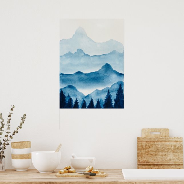 Poster Esquema das Montanhas Watercolor (Cozinha)