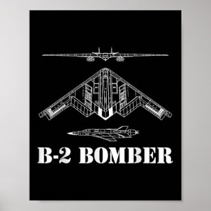 Poster Esquema de Aeronave Bombardeiro B-2 Militar Stealt