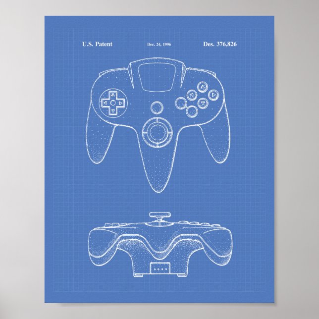 Póster Esquema de Arte de Patentes do Controller Game 199 (Frente)
