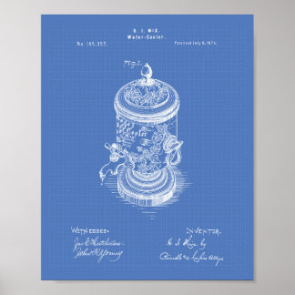Poster Esquema de arte patenteada do Water Cooler 1875