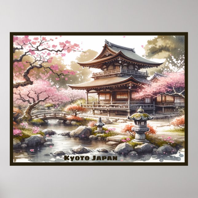 Poster Esquema de Cores Aquáticas do Japão Tranquilo | (Frente)