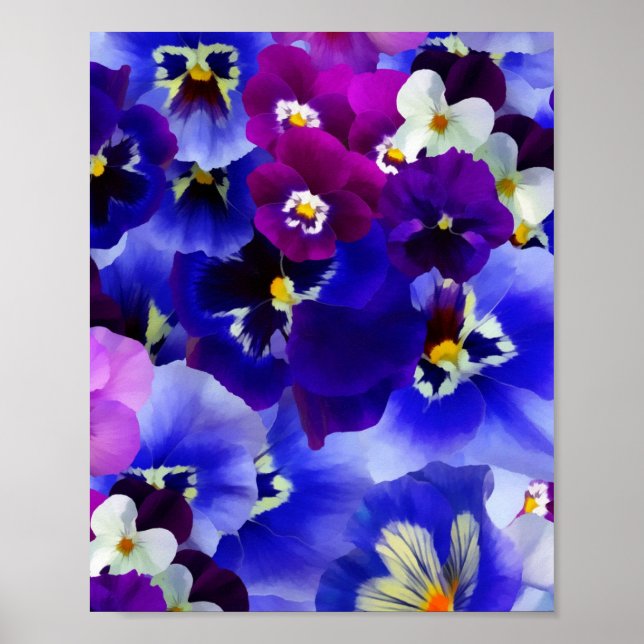 Poster Esquema de Flor Azul (Frente)