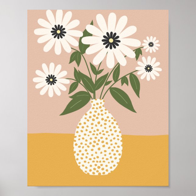 Poster Esquema De Flor No Vaso 03 Amarelo (Frente)