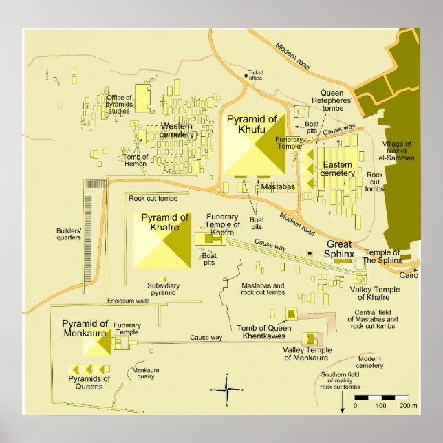 Póster Esquema do diagrama complexo pirâmide de Giza (Frente)