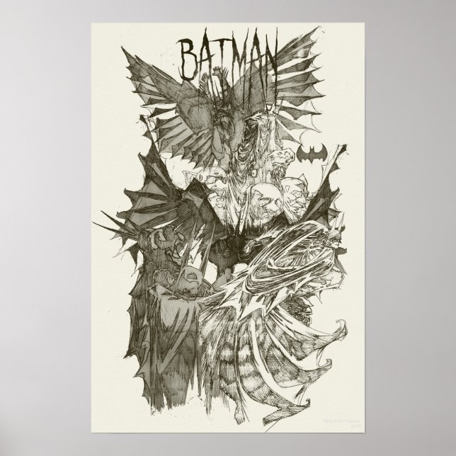 Poster Esquema do Lápis do Nó Gráfico do Batman (Frente)