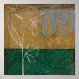 Póster Esquema Floral com flor e plantas