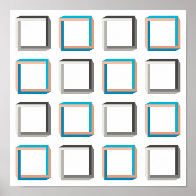 Poster Esquema geométrico elegante dos quadrados impossív (Frente)