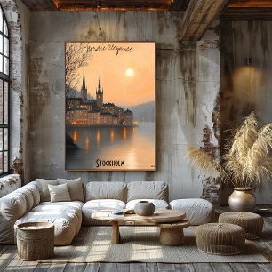Poster Esquema Minimalista de Estocolmo - Arte da Cidade 