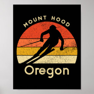 Poster Esqui Antigo Monte Hood Oregon Montanha