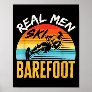 Poster Esqui Aquático Descalço Esquiador Divertido Homens