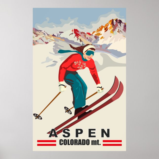 Poster Esqui Aspen, Colorado (Frente)