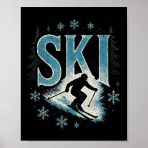 Poster Esqui - Corrida de downhill alpino Freestyle 