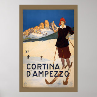 Poster Esqui Cortina d'Ampezzo920 Estação de Esqui Estilo