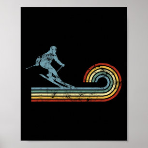 Poster Esqui Cross-country Retro Esquiador Desportos de I