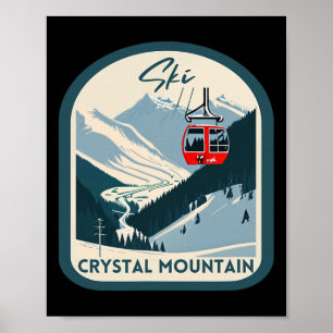 Poster Esqui Crystal Mountain Retro Vintage Crystal Mount