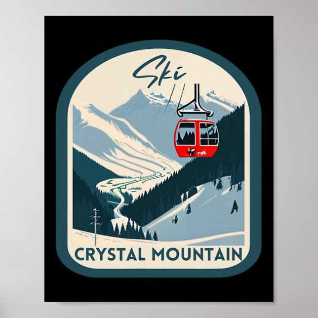 Poster Esqui Crystal Mountain Retro Vintage Crystal Mount (Frente)