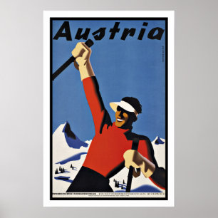 Poster Esqui de Áustria das viagens vintage