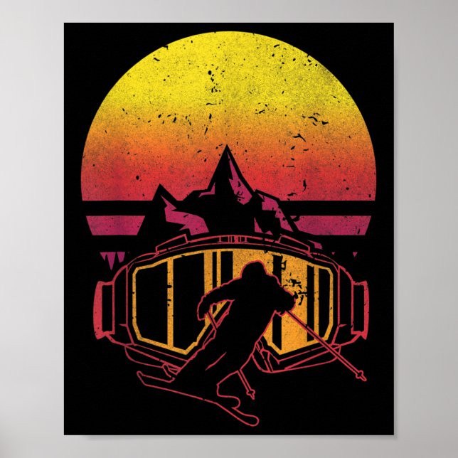 Poster Esqui de esqui engraçado do driver de esqui retrô (Frente)